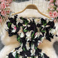 Waist print Ruffle A-line skirt dress  3194