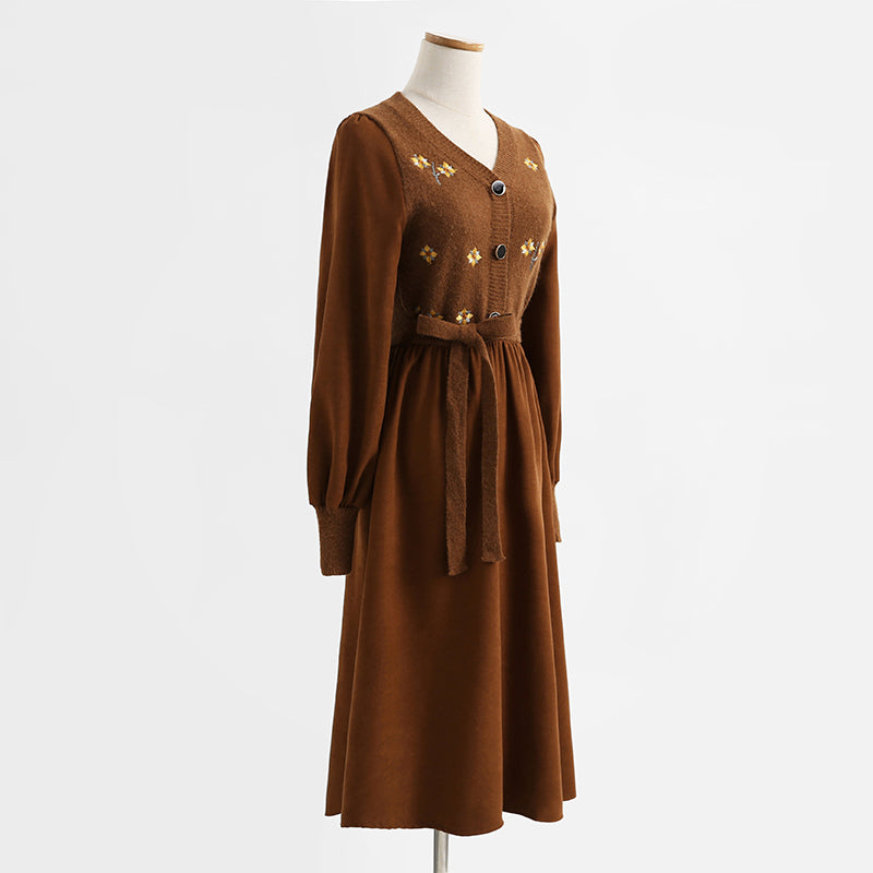 Dress stitched knit bottomed skirt retro lady temperament medium length skirt  2343