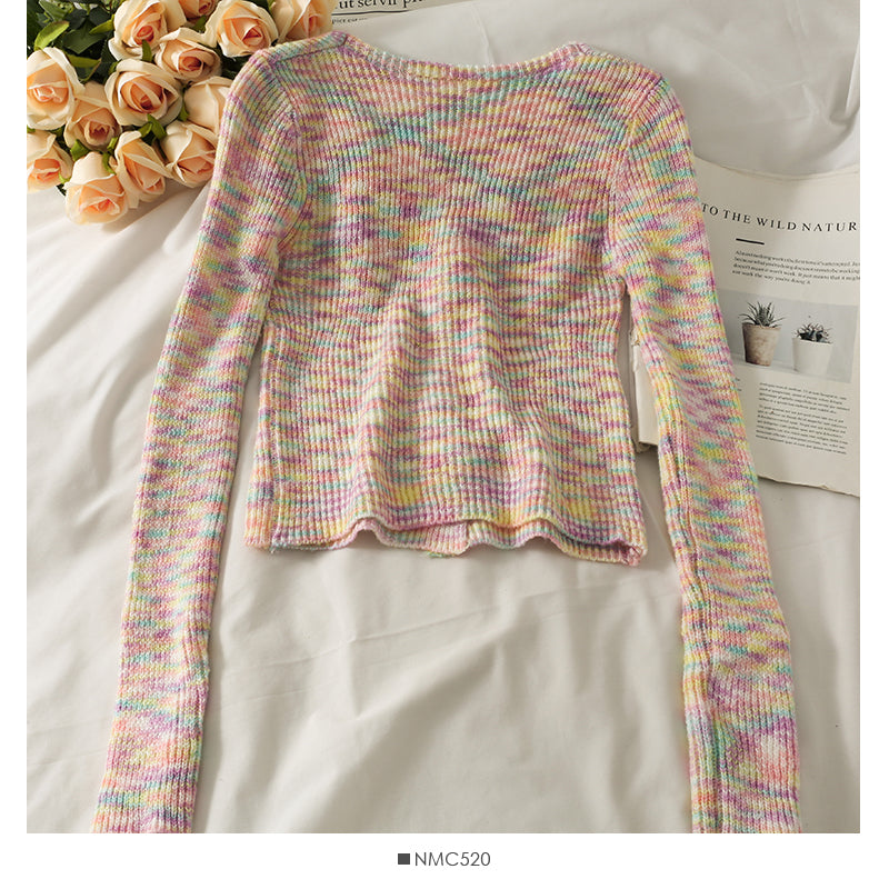 Elegant style color slim long sleeved sweater for women  2035
