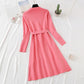 Knitted dress knee length ruffled fishtail skirt  2464