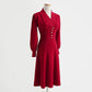 French retro noble and elegant temperament red knitted dress  2197