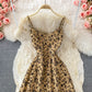 Gentle wind lady floral suspender skirt  3010