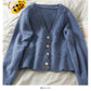Low neck single breasted cardigan twist loose knit  1776