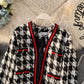 Small fragrant clothes contrast color thousand bird lattice short suit coat  1638