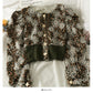 Hong Kong Vintage printed round neck single breasted cardigan top women's jacket  2115