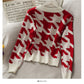Sweet and versatile bow knot round neck single breasted sweater women  1988