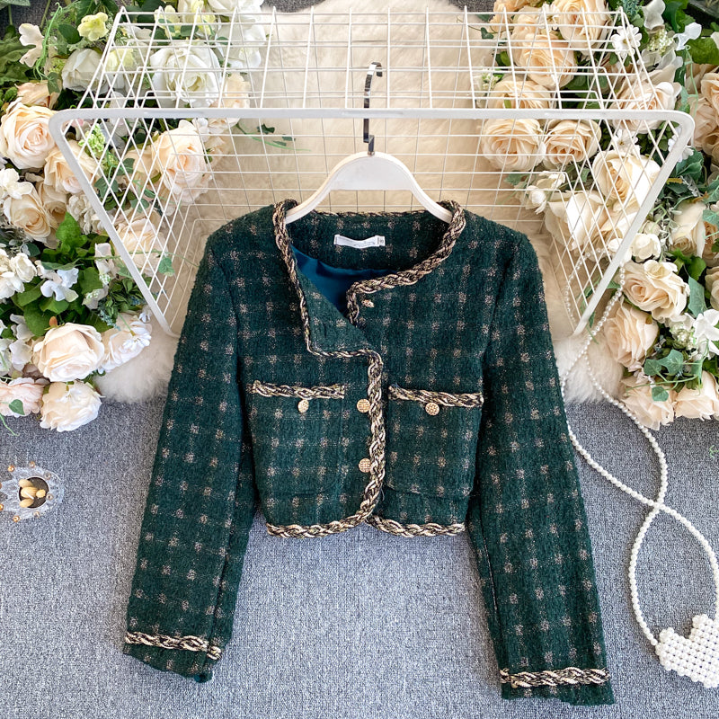 Small fragrant coat women's autumn and winter coat cardigan  1494
