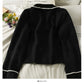 Korean color matching stripe suit collar single breasted cardigan jacket  2122