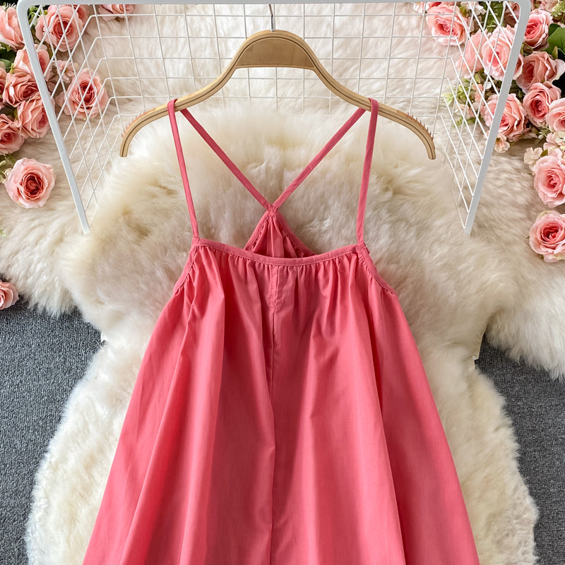 First love girl vacation suspender beautiful back beach skirt  2998