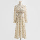 Long sleeved chiffon skirt Floral Dress  2158