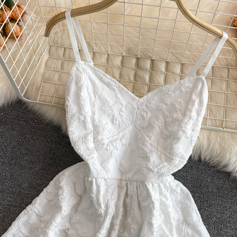 White jacquard suspender dress  2761