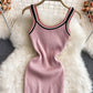 Knitted tight elastic Hip Wrap Dress  2805