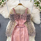 Metallic-Mosaik-Punkt-Mesh-Strapskleid Kleid Kleid 3268