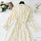 Dress women's French retro pleated waist slim dress  2167
