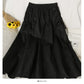 Elastic waist shows thin, medium and long solid color skirt for women  2595