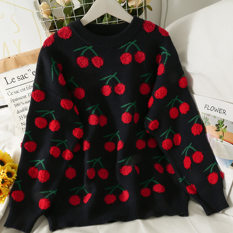 Cute cherry long sleeve sweater  1484