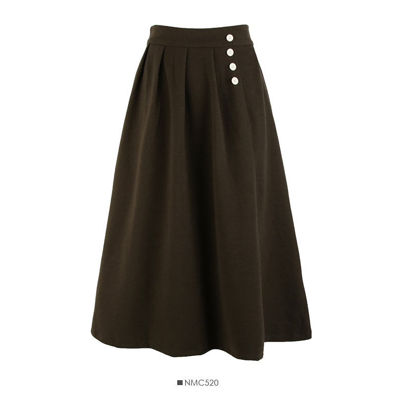 Korean Retro High Waist thin breasted thickened large swing skirt  2594