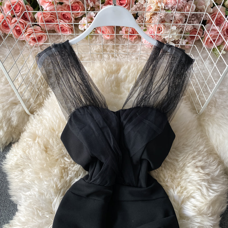Sexy mesh off shoulder slim wrap hip dress  2953