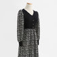 New Retro long skirt stitched black knitted skirt premium skirt  2238