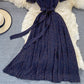 Stand collar chiffon dress is slim and slim  3055