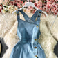 Denim suspender dress split sleeveless suspender vest skirt  3312