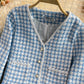 Vintage small fragrance woven tweed V-neck coat  1664