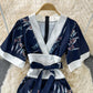 Kimono design, slim waist, lace up Hip Wrap Dress  3326