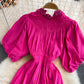 French court lantern sleeve design lace stitching stand collar dress  3377