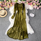 Vintage Hepburn square neck velvet dress  2951