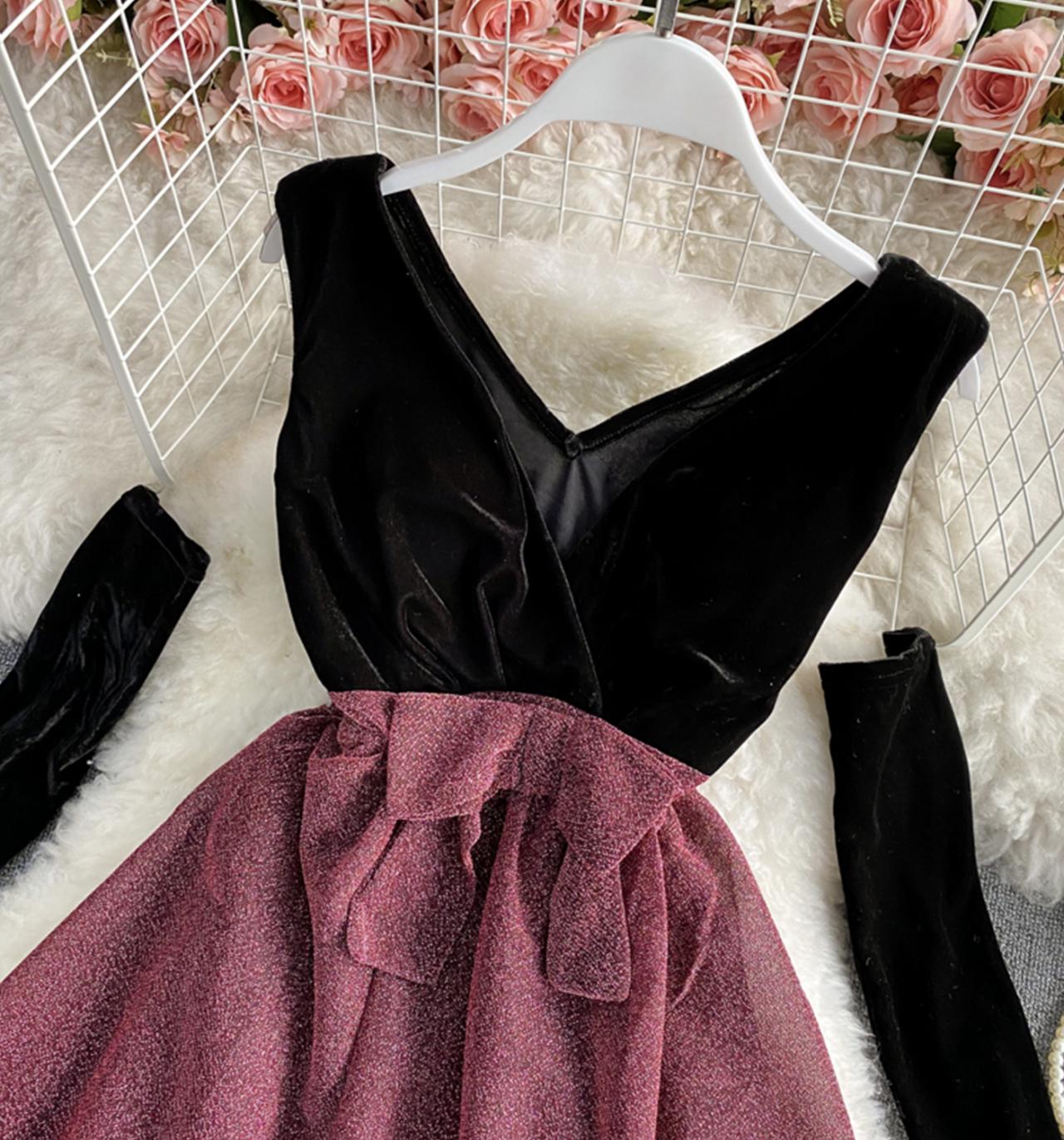 Cute v neck short dress fashion dress  1321