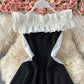 Cute A line short dress black dress  1322