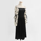 Floral dress long sleeves show thin temperament velvet skirt long skirt  2190