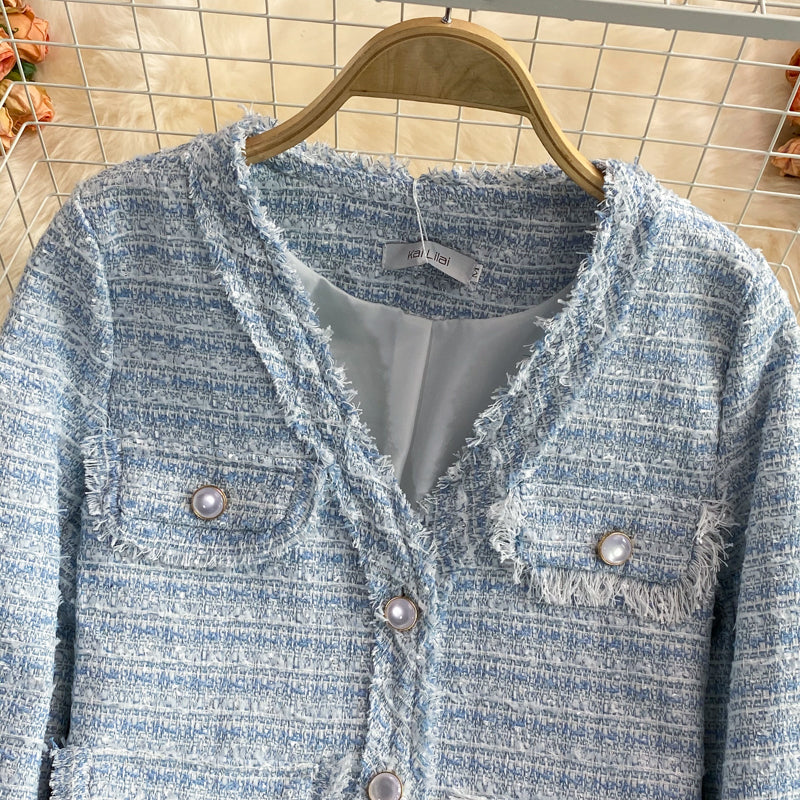 Temperament celebrity small fragrance tweed short coat female  1637