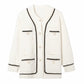 Autumn agaric lace contrast color small fragrance style women's cardigan sweater coat  1371