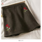 Sweet wind rose embroidered high waist thin woolen A-shaped skirt  2668