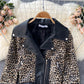 Leopard fur coat female  1506