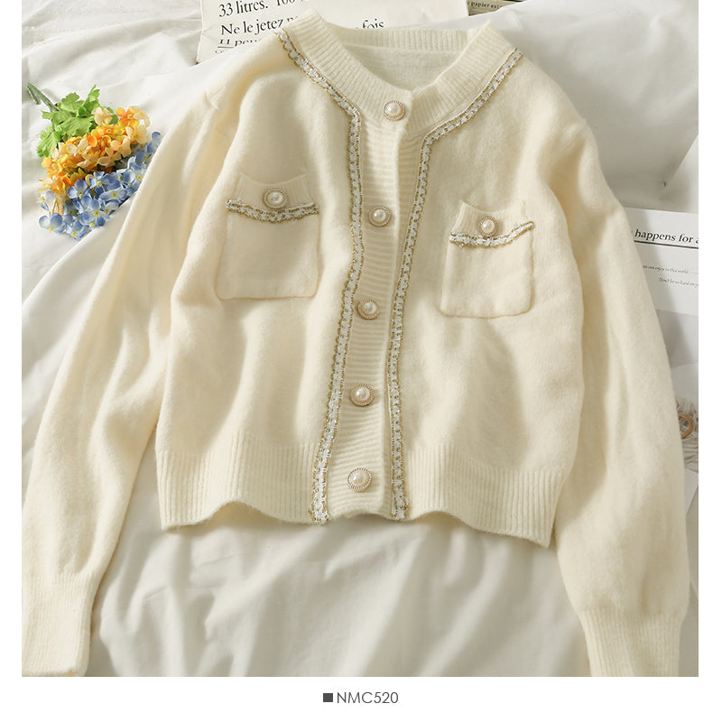 Sweater women's bright silk stripe single breasted cardigan  1796