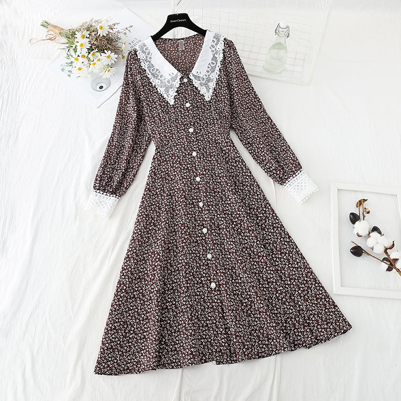 Korean patchwork Floral Dress  2244