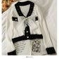 Diamond bow trim low neck long sleeve knit  1746