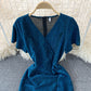 Elegant v neck fishtail dress fashion dress  1326