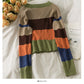 Elegant color contrast single breasted low neck slim fit sweater  2070