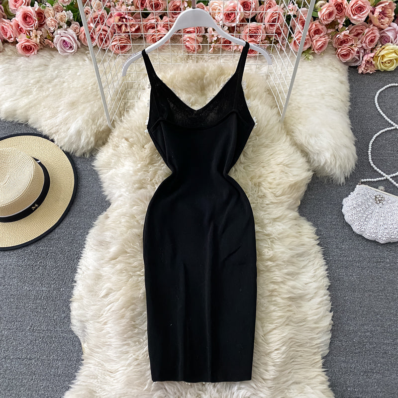 Suspender skirt sexy split hip dress  3037