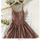 Retro broken flowers show thin waist, high waist suspender skirt, female  2692