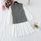 Two piece suit foreign style small fragrance vest LINED SKIRT loose A-line skirt  2357