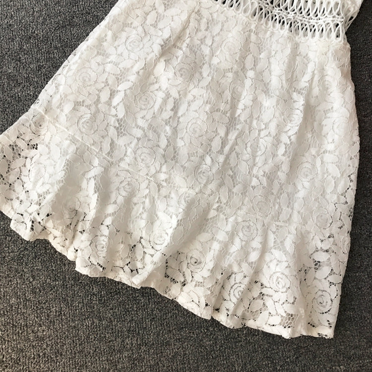 Korean solid lace suspender V-neck high waist slim cut waist closing dress  2812