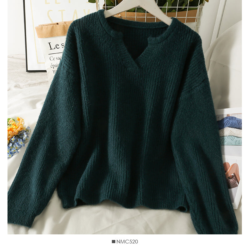 Koreanische Version des dünnen, mittleren und langen einfarbigen Pullovers für Frauen von 1786