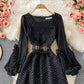 Round neck waist Ruffle Dress  2920