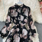 Slim waist and slim temperament French Vintage Chiffon Dress  3198