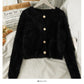 Sweater crew neck single breasted long sleeved top Plush crew neck sweater  1965