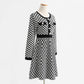 Small fragrance dress long sleeve slim thousand bird check skirt  2425